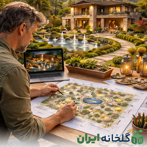 افزودن المان ها در طراحی محوطه ویلا افزودن المان ها در طراحی محوطه ویلا