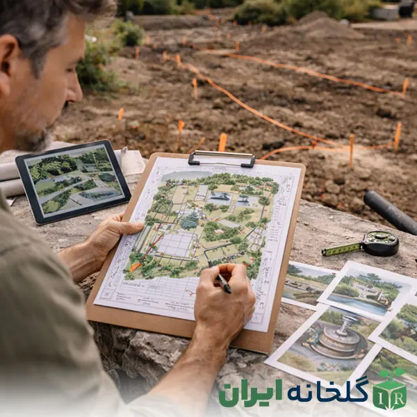 مرحله پنجم در طراحی محوطه سازی مرحله پنجم در طراحی محوطه سازی