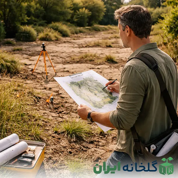 مرحله اول طراحی در محوطه سازی مرحله اول طراحی در محوطه سازی