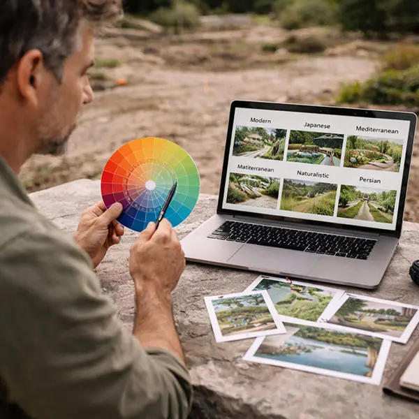 مرحله چهارم در طراحی محوطه سازی مرحله چهارم در طراحی محوطه سازی