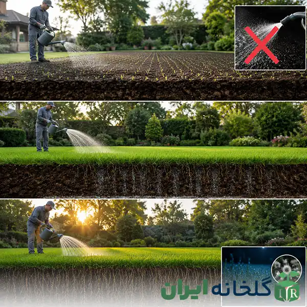 آبیاری پس از  کاشت چمن